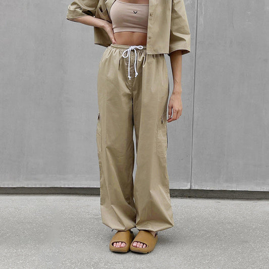 Loose Tie-Belt Straight-Leg Pants