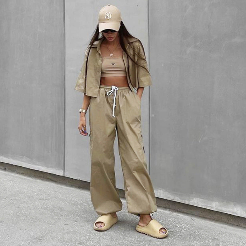 Loose Tie-Belt Straight-Leg Pants