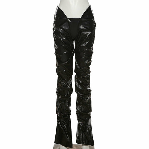 Leather Street Style Straight Leg Pants