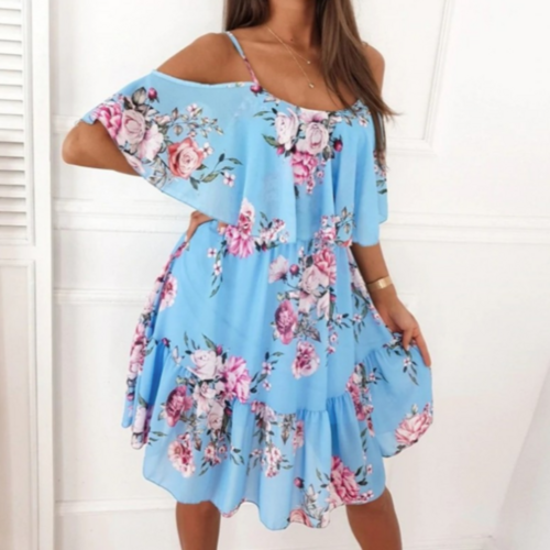 Ruffle Chiffon Beach Dress