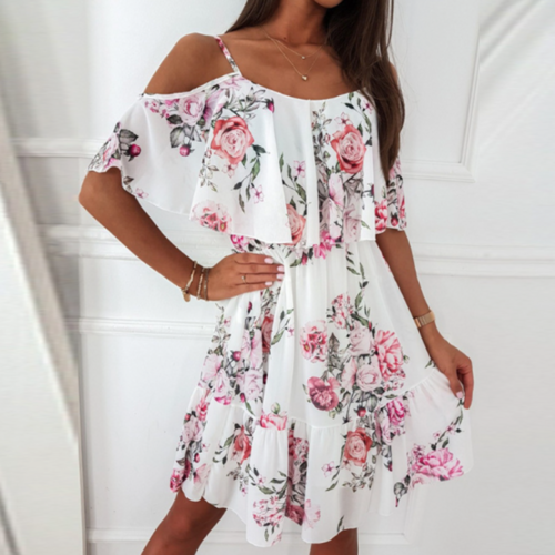 Ruffle Chiffon Beach Dress