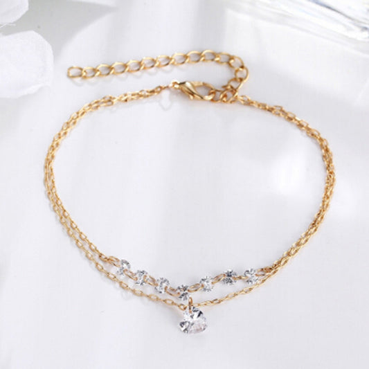 Fashion Double Layer Heart Crystal