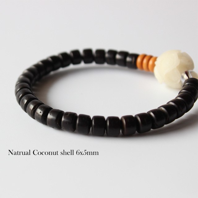 Natural Coconut shell Beads White