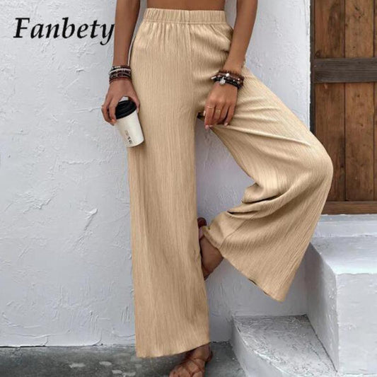 Women Solid Color Straight Trousers