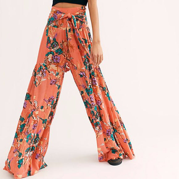 Digital Printing Women's Loose Casual Trousers Wide Leg Pants